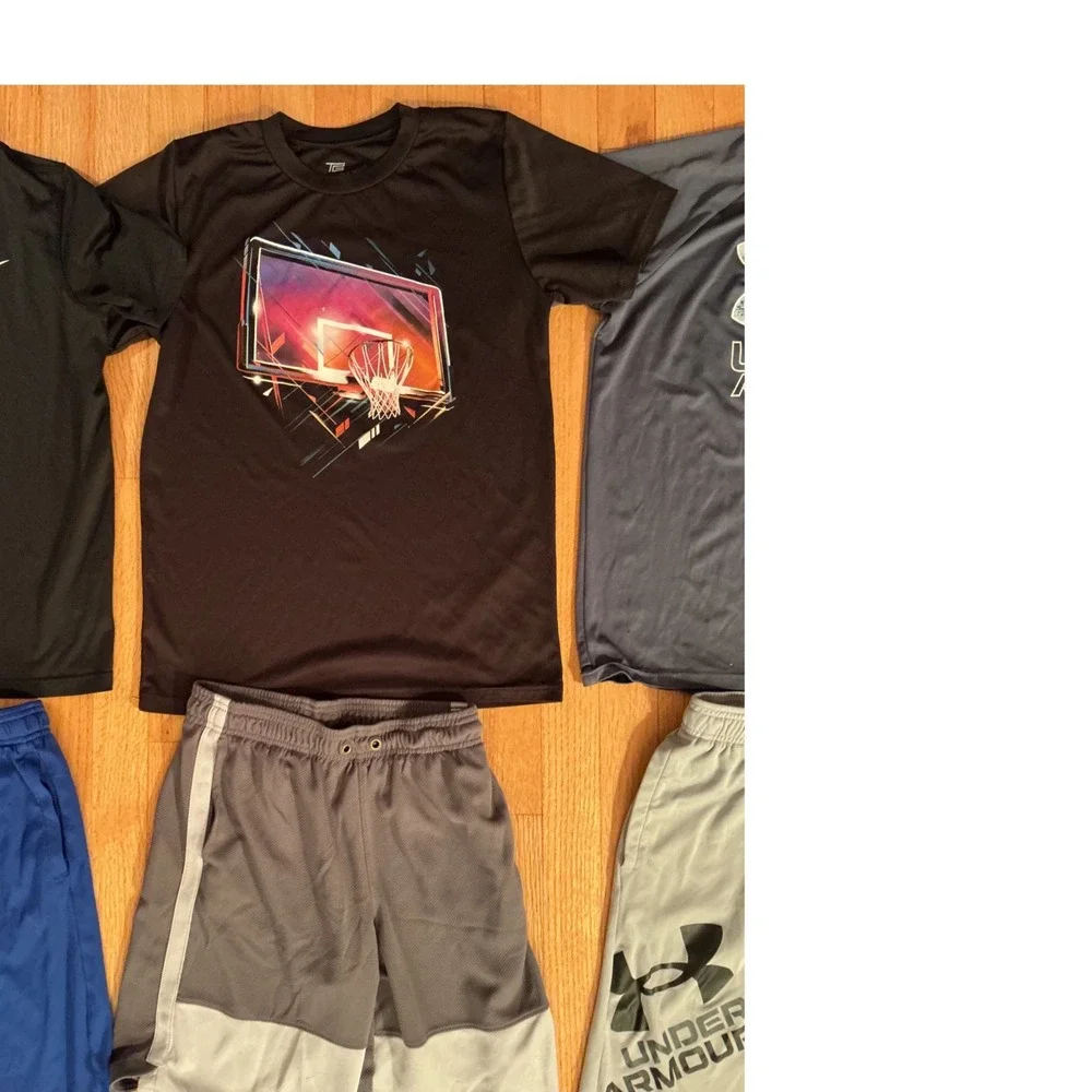 Nike Under Armour Boys Athletic Bundle Size L 10-12 Multicolor Excellent Lot 8pc - Picture 3 of 9